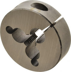 Cle-Line - 3/8-16 UNC Thread, 2" Outside Diam Carbon Steel Round Die - 5/8" Thick, Right Hand Thread, Adjustable - Exact Tooling