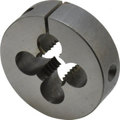 Cle-Line - 1/4-20 UNC Thread, 2" Outside Diam Carbon Steel Round Die - 5/8" Thick, Right Hand Thread, Adjustable - Exact Tooling