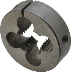 Cle-Line - 3/4-10 UNC Thread, 2" Outside Diam Carbon Steel Round Die - 5/8" Thick, Right Hand Thread, Adjustable - Exact Tooling