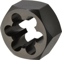 Cle-Line - 7/8-14 UNF Thread, 1-5/8" Hex, Hex Rethreading Die - Carbon Steel, 7/8" Thick, Series 0650 - Exact Tooling