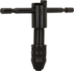 Cle-Line - #0 to 1/4" Tap Capacity, T Handle Tap Wrench - 3-3/4" Overall Length, Ratcheting - Exact Tooling