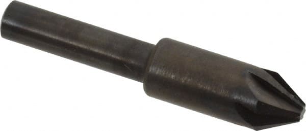 Hertel - 3/8" Head Diam, 1/4" Shank Diam, 6 Flute 60° High Speed Steel Countersink - Exact Tooling