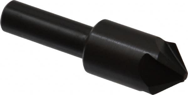 Hertel - 5/8" Head Diam, 3/8" Shank Diam, 4 Flute 90° High Speed Steel Countersink - 2-3/8" OAL, Straight Shank - Exact Tooling