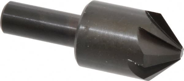 Hertel - 1" Head Diam, 1/2" Shank Diam, 6 Flute 90° High Speed Steel Countersink - 2-3/4" OAL, Straight Shank - Exact Tooling