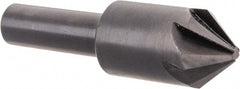 Hertel - 5/8" Head Diam, 3/8" Shank Diam, 6 Flute 82° High Speed Steel Countersink - 2-1/4" OAL, 1/8" Nose Diam, Straight Shank - Exact Tooling
