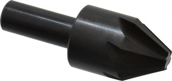 Hertel - 1" Head Diam, 1/2" Shank Diam, 6 Flute 60° High Speed Steel Countersink - 2-3/4" OAL, 0.328" Nose Diam, Straight Shank - Exact Tooling