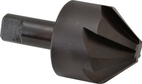 Hertel - 2" Head Diam, 1" Shank Diam, 6 Flute 82° High Speed Steel Countersink - Exact Tooling