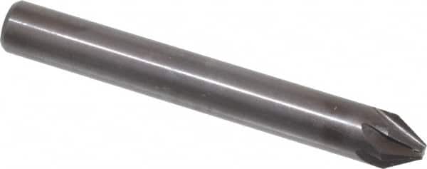 Hertel - 1/4" Head Diam, 1/4" Shank Diam, 6 Flute 60° High Speed Steel Countersink - Exact Tooling