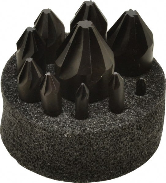 Hertel - 10 Piece, 1/4 to 1-1/2" Head Diam, 60° Included Angle, Countersink Set - Exact Tooling