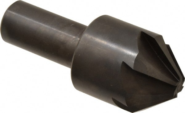 Hertel - 1-3/4" Head Diam, 1" Shank Diam, 6 Flute 82° High Speed Steel Countersink - Exact Tooling