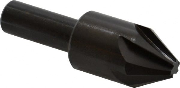 Hertel - 7/8" Head Diam, 1/2" Shank Diam, 6 Flute 60° High Speed Steel Countersink - Exact Tooling