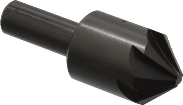 Hertel - 1" Head Diam, 1/2" Shank Diam, 6 Flute 90° High Speed Steel Countersink - Exact Tooling