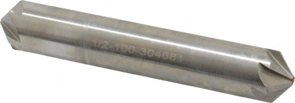 Hertel - 1/2" Head Diam, 1/2" Shank Diam, 6 Flute 100° High Speed Steel Countersink - 3" OAL, Straight Shank - Exact Tooling