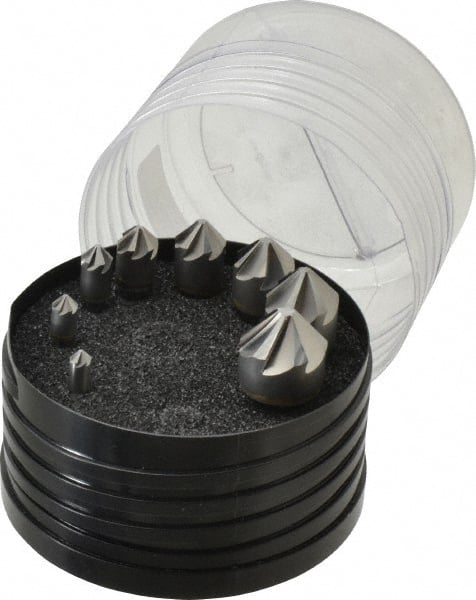 Hertel - 8 Piece, 1/4 to 1" Head Diam, 90° Included Angle, Countersink Set - Exact Tooling