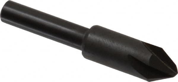 Hertel - 3/8" Head Diam, 1/4" Shank Diam, 4 Flute 60° High Speed Steel Countersink - 1-3/4" OAL, Straight Shank - Exact Tooling