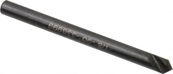 Hertel - 1/8" Head Diam, 1/8" Shank Diam, 1 Flute 90° High Speed Steel Countersink - 1-1/2" OAL, Straight Shank - Exact Tooling