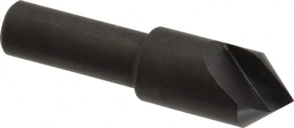 Hertel - 1/2" Head Diam, 3/8" Shank Diam, 1 Flute 82° High Speed Steel Countersink - 2" OAL, Straight Shank - Exact Tooling