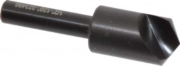 Hertel - 1/2" Head Diam, 1/4" Shank Diam, 1 Flute 120° High Speed Steel Countersink - Exact Tooling