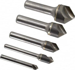 Hertel - 5 Piece, 1/4 to 1" Head Diam, 90° Included Angle, Countersink Set - Exact Tooling
