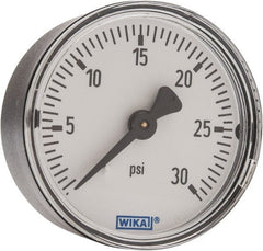 Wika - 2" Dial, 1/4 Thread, 0-30 Scale Range, Pressure Gauge - Center Back Connection Mount, Accurate to 3-2-3% of Scale - Exact Tooling