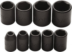 Proto - 9 Piece 3/8" Drive Impact Socket Set - 6 Points, 1/4" to 3/4" Range, Inch Measurement Standard - Exact Tooling