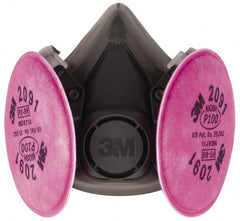 3M - Size L, P100 NIOSH Filter Rating, Thermoplastic Elastomer, Half Mask Facepiece Respirator Assembly - Protection from Oil and Non-Oil Based Particles, 2 Point Suspension - Exact Tooling