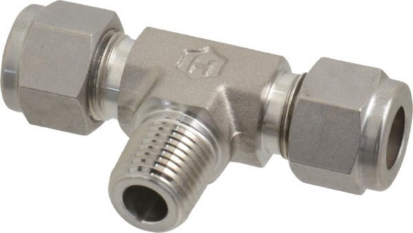 Ham-Let - 3/8" OD, Grade 316Stainless Steel Male Branch Tee - Comp x Comp x MNPT Ends - Exact Tooling
