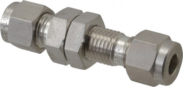 Ham-Let - 1/4" OD, Grade 316Stainless Steel Bulkhead Union - Comp x Comp Ends - Exact Tooling