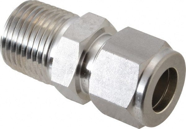 Ham-Let - 1/2" OD, Grade 316Stainless Steel Male Connector - Comp x MNPT Ends - Exact Tooling