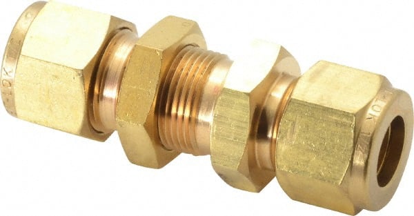 Ham-Let - 1/2" OD, Brass Bulkhead Union - Comp x Comp Ends - Exact Tooling