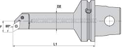 Kennametal - Left Hand Cut, Size KM63, DN.. Insert Compatiblity, Internal Modular Turning & Profiling Cutting Unit Head - 17mm Ctr to Cutting Edge, 125mm Head Length, Through Coolant, Series Kenlever - Exact Tooling