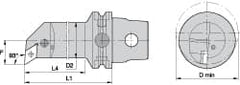 Kennametal - Left Hand Cut, Size KM63, DN.. Insert Compatiblity, Internal Modular Turning & Profiling Cutting Unit Head - 22mm Ctr to Cutting Edge, 140mm Head Length, Through Coolant, Series Kenlever - Exact Tooling