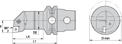 Kennametal - Right Hand Cut, Size KM63, CN.. Insert Compatiblity, Internal Modular Turning & Profiling Cutting Unit Head - 22mm Ctr to Cutting Edge, 140mm Head Length, Through Coolant, Series Kenlever - Exact Tooling