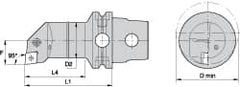 Kennametal - Right Hand Cut, Size KM63, CN.. Insert Compatiblity, Internal Modular Turning & Profiling Cutting Unit Head - 35mm Ctr to Cutting Edge, 170mm Head Length, Through Coolant, Series Kenlever - Exact Tooling