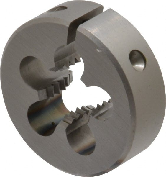 OSG - 9/16-12 UNC Thread, 1-1/2" Outside Diam High Speed Steel Round Die - 1/2" Thick, Right Hand Thread - Exact Tooling