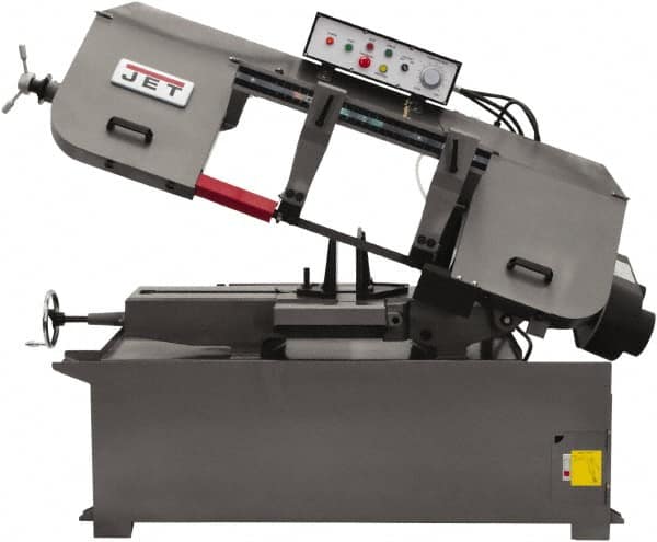 Jet - 13 x 21" Max Capacity, Semi-Automatic Variable Speed Pulley Horizontal Bandsaw - 80 to 260 SFPM Blade Speed, 230/460 Volts, 45°, 3 hp, 3 Phase - Exact Tooling