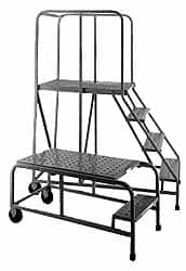 PW Platforms - 5 Step Platform - 500 Lb Capacity, 50" Platform Height, 32" Base Width x 73" Base Depth, Perforated Tread - Exact Tooling