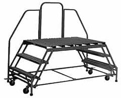 PW Platforms - 7 Step Platform - Double Access Rolling Work Platform, 500 Lb Capacity, 70" Platform Height, 26" Base Width x 145" Base Depth - Exact Tooling