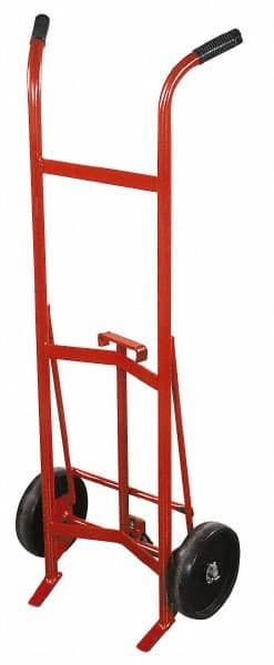 Made in USA - 30 & 55 Gal Drum Hand Truck - 25-1/2" Wide x 59" High, 2 Wheels - Exact Tooling