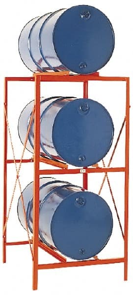 Made in USA - 7,200 Lb Load Capacity, 30 & 55 Gal Drum Storage Rack - 85-1/2" Wide x 70" High - Exact Tooling