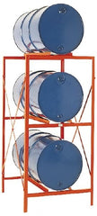Made in USA - 2,400 Lb Load Capacity, 30 & 55 Gal Drum Storage Rack - 33" Wide x 70" High - Exact Tooling