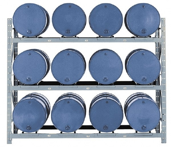 Made in USA - 19,300 Lb Load Capacity, 30 & 55 Gal Drum Pallet Rack - 105" Wide x 120" High - Exact Tooling