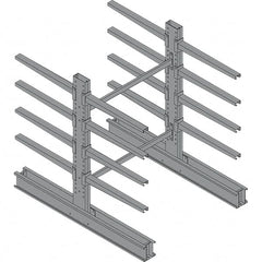 Made in USA - 8' High Double Sided Cantilever Rack - With Lip, 43,000 Lb Capacity, 65" Base Length, 24" Arm Length - Exact Tooling