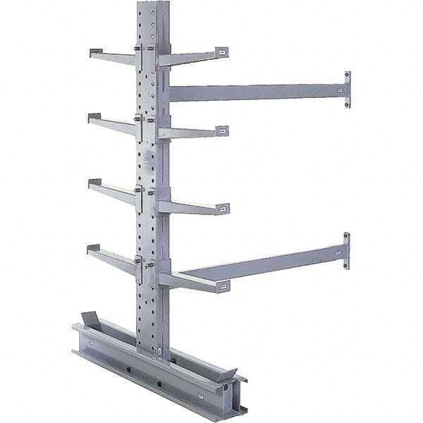 Made in USA - 8' High Double Sided Cantilever Rack - With Lip, 43,000 Lb Capacity, 65" Base Length, 24" Arm Length - Exact Tooling