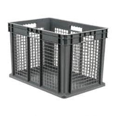 Akro-Mils - 3.55 Cu Ft, 150 Lb Load Capacity Gray Polyethylene Tote Container - Stacking, 23.3" Long x 15.8" Wide x 16.1" High - Exact Tooling