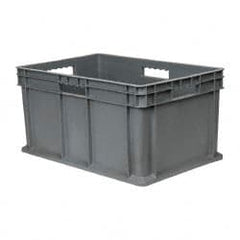 Akro-Mils - 2.67 Cu Ft, 125 Lb Load Capacity Gray Polyethylene Tote Container - Stacking, 23.3" Long x 15.8" Wide x 12.3" High - Exact Tooling