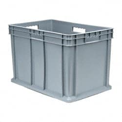 Akro-Mils - 3.55 Cu Ft, 150 Lb Load Capacity Gray Polyethylene Tote Container - Stacking, 23.3" Long x 15.8" Wide x 16.1" High - Exact Tooling