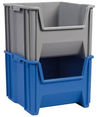 Akro-Mils - 75 Lb. Load Capacity, 17-1/2" Deep, Red Polypropylene Hopper Stacking Bin - 12-1/2" High x 16-1/2" Wide x 17-1/2" Long - Exact Tooling