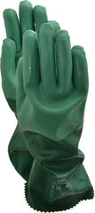 Ansell - Size L (9), 14" Long, 55 mil Thick, Supported, Neoprene Chemical Resistant Gloves - Textured Finish, Cotton Interlock Knit Lined, Gauntlet Cuff, ANSI Abrasion Level 3, ANSI Cut Level 1, Green - Exact Tooling