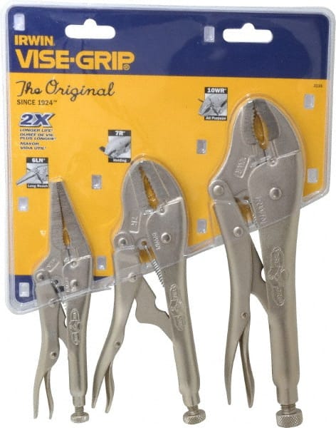 Irwin - 3 Piece Locking Plier Set - Comes in Clamshell - Exact Tooling